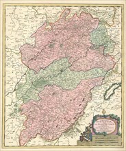 Map, Comitatus Burgundiae, Vulgo La Franche Comté, Copperplate print