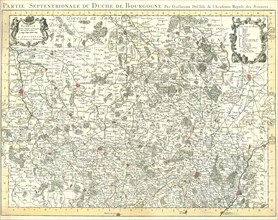 Map, Partie septentrionale du Duché de Bourgogne, Guillaume Delisle (1675-1726), Copperplate print