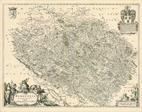 Map, Burgundiae comitatus. Vulgo La Franche Comté, Copperplate print