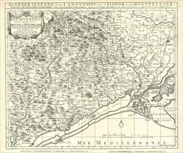 Map, Les Bas Sevennes, dans le Languedoc ou Le diocese de Montpellier, Abraham Allard (c.1675-c