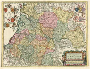 Map, Govvernement de la Gvienne & Gascogne, Copperplate print