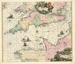Map, Pascaert van 't Canaal tusschen Engeland en Vranckryck, Copperplate print