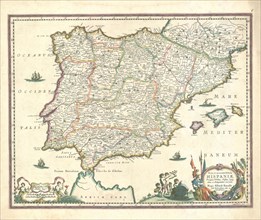 Map, Nova et accurata tabula Hispaniae, praecipuis urbibus, vestitu, insignibus, et antiquitatibus