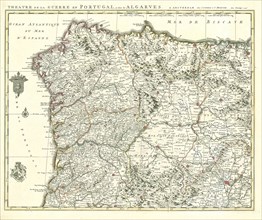 Map, Theatre de la guerre en Espagne et en Portugal, Johannes Covens (1697-1774), Copperplate print
