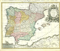 Map, Regnorum Hispaniae et Portugalliae tabula generalis, Johann Baptist Homann (1664-1724),
