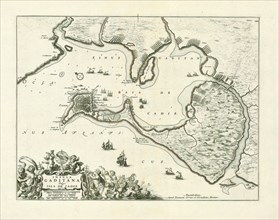 Map, Insula Gaditana, vulgo Isla de Cadiz, Copperplate print