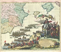 Map, Theatre de la guerre en Espagne &c., Copperplate print