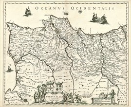 Map, Tabula Portugalliae et Algarbia, Frederick de Wit (1610-1698), Copperplate print
