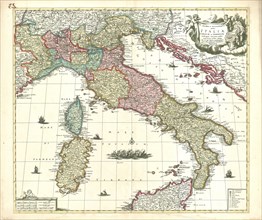 Map, Novissima et accuratissima totius Italiae Corsicae et Sardiniae descriptio, Frederick de Wit