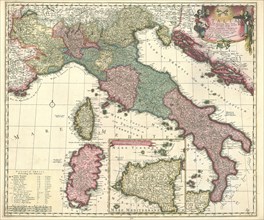 Map, Italia in suos quoscunq. status divisa, iiq. iterum in particulares ditiones distributi: huic