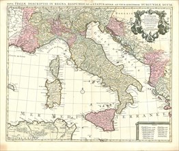 Map, L'Italie, Guillaume Delisle (1675-1726), Copperplate print