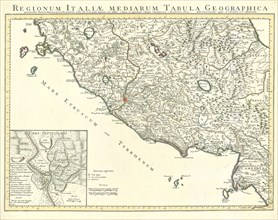Map, Regionum Italiae mediarum tabula geographica pernoscendis historiae Romanae primordiis