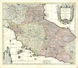 Map, Continentis Italiae pars media, seu Prima Meridionalis; Ecclesiae Status tredecim et magni