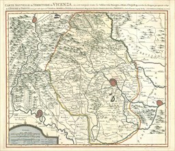 Map, Carte nouvelle du territoire de Vicenza, où sont marquées toutes les vallées, cols, passages
