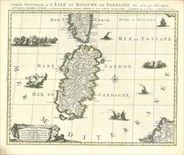 Map, Carte nouvelle de l'isle et royaume de Sardagne &c., Guillaume Sanson (-1703), Copperplate