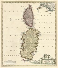 Map, Insularum Sardiniae et Corsicae descriptio, Frederick de Wit (1610-1698), Copperplate print