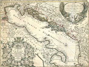 Map, Le Golfe de Venise avec ses principaux caps, promontoires, & ports de mer, Copperplate print