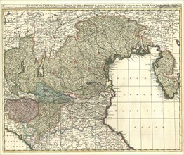 Map, Respublica Veneta, ducatus Mutinæ, Parmæ et Mirandulæ, Copperplate print