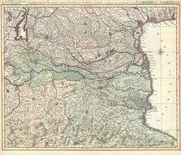 Map, Troisieme carte du téâtre de la guerre en Italie, Copperplate print