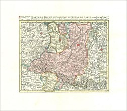Map, Carte le duché de Modene, de regio, de Carpi et de seigneurie de la Cafargnana, Copperplate