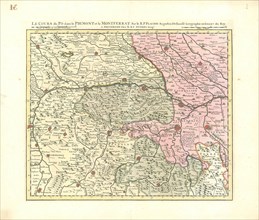Map, Le cours du Po dans le Piemont et le Montferrat, Placide de Sainte Hélène (1648-1734),