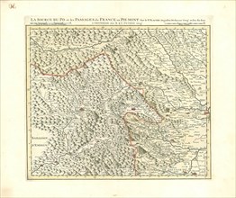 Map, Le cours du Po et les passages de France en Piemont, Placide de Sainte Hélène (1648-1734),