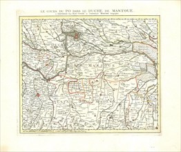 Map, Le cours du Po dans le duché de Mantoue, Placide de Sainte Hélène (1648-1734), Copperplate