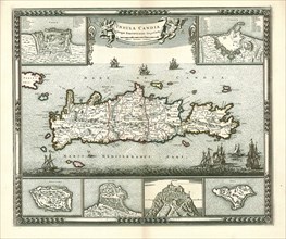 Map, Insula Candia ejusque fortificatio, Copperplate print