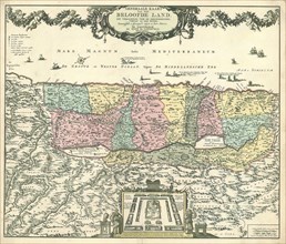 Map, Generaale kaart van het Beloofde Land, tot verlichting voor de geschiedenisse vervat in den