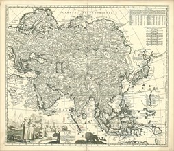 Map, Asiae in tabula geographica delineatio, Adam Friedrich Zürner (1680-1742), Copperplate print