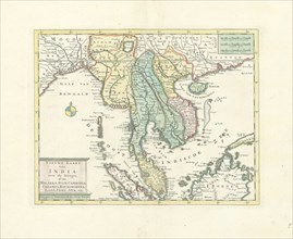 Map, Nieuwe kaart van India over de Ganges, of van Malakka, Siam, Cambodia, Chiampa, Kochinchina,
