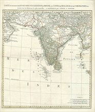 Map, Carte dune partie des Indes orientales, etats du Mogol les côtes de Malabar et de Coromandel