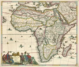 Map, Totius Africae accuratissima tabula, Frederick de Wit (1630-1706), Copperplate print