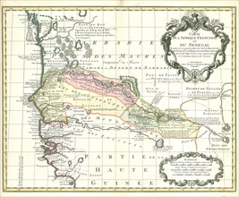 Map, Carte de l'Afrique Françoise ou du Senegal, Guillaume Delisle (1675-1726), Copperplate print