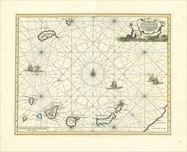 Map, Isles des Canaries ou Fortunatæ, Copperplate print