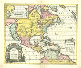 Map, Amerique Septentrionalis; carte d'un tres grand Pays entre le nouveau Mexique et la mer