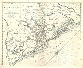 Map, Carte particuliere de la Caroline, Copperplate print