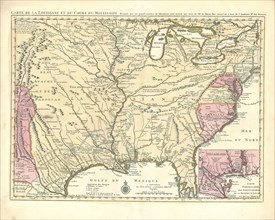 Map, Carte de la Louisiane et du cours du Mississipi, Guillaume Delisle (1675-1726), Copperplate