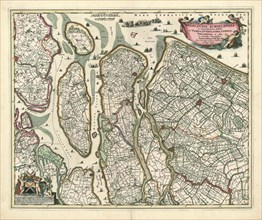 Map, Delflandia, Schielandia et circumjacentes insulae ut Voorna, Overflackea, Goerea, Yselmonda et