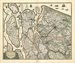 Map, Novissima Delflandiae, Schielandiae et circumiacentium insularum ut Voornae, Overflackeae,