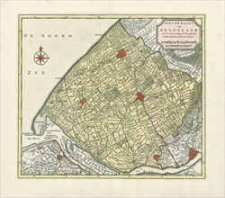 Map, Nieuwe kaart van Delftland, Copperplate print