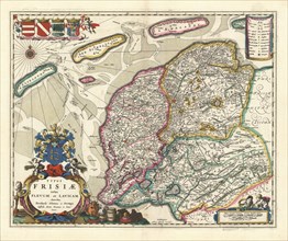 Map, Typus Frisiae inter Flevum et Lavicam, Bernardus Schotanus à Sterringa (c. 1640-1704),