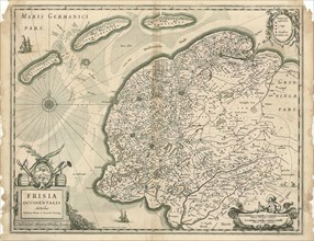 Map, Frisia occidentalis, Adrianus Metius (1571-1635), Copperplate print