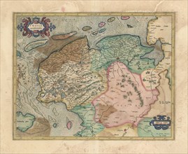 Map, Frisia occidentalis, Gerard Mercator (1512-1594), Copperplate print