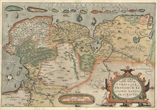 Map, Oost ende West Vrieslandts beschr?vinghe, Abraham Ortelius (1527-1598), Copperplate print
