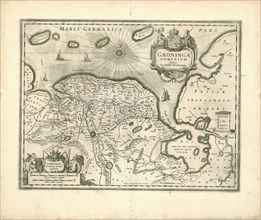 Map, Groninga dominium, Bartholdus Wicheringe (-1588), Copperplate print