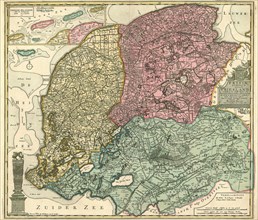 Map, Frisiae Dominium vernaculè Friesland, verdeeld in de Hoofd-deelen van Oostergoo, Westergoo en
