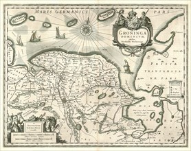 Map, Groninga Dominivm, Bartholdus Wicheringe (-1588), Copperplate print