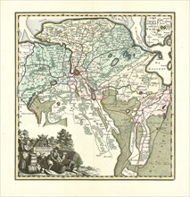 Map, Groningen en Ommelanden, Isaak Tirion (c. 1705-1765), Copperplate print