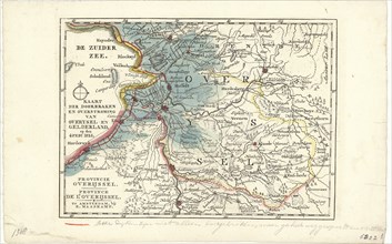 Map, Kaart der doorbraken en overstroming van Overysel en Gelderland op den 4 feb.y 1825,
